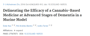 Delineating the Efficacy of a Cannabis-Based Medicine at Advanced Stages of Dementia in a Murine Model